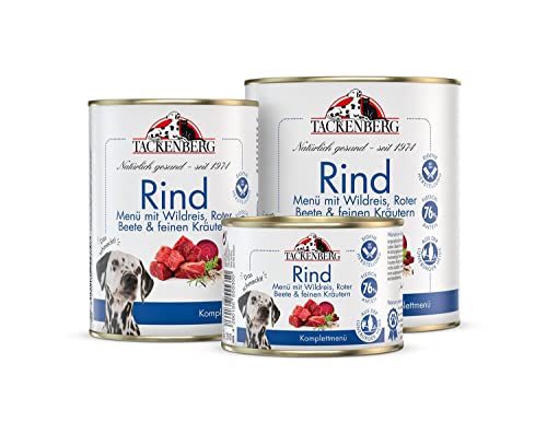 TACKENBERG Rind mit Wildreis, Roter Beete & feinen Kräutern Nassfutter Dose für Hunde - Hundefutter in Premiumqualität - natürlich getreidefrei - 1950 x 400 g von Tackenberg