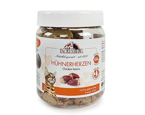 Tackenberg Gefriergetrocknete Hühnerherzen für Katzen - 6 x 60 g - natürlicher Kausnack in Premiumqualität - schonend getrocknet - reines Naturprodukt zur Belohnung, als Snack oder Leckerli von Tackenberg