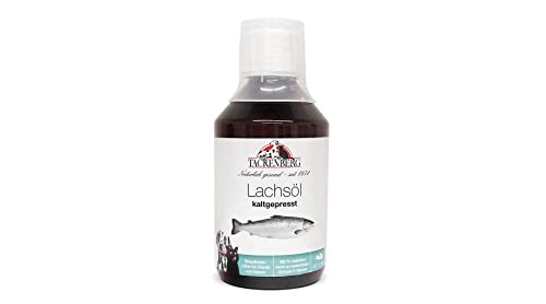 Tackenberg Lachsöl für Hunde - 250 ml - natürliche Premium Qualität - reich an wertvollen Omega-3-Fettsäuren - frei von künstlichen Inhaltsstoffen - BARF Zusatz von Tackenberg