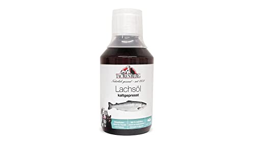 Tackenberg Lachsöl für Hunde - 250 ml - natürliche Premium Qualität - reich an wertvollen Omega-3-Fettsäuren - frei von künstlichen Inhaltsstoffen - Barf Zusatz von Tackenberg