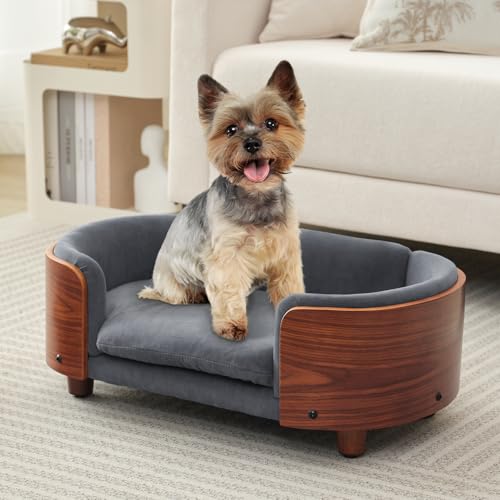 Hundebett für kleine Hunde, einzigartiges Design – Kaschmir-Haustierbett mit Rückprallschaum, abnehmbarer, waschbarer Bezug, kratzfest, schmutzabweisend, bis zu 100 kg von Tacotimo