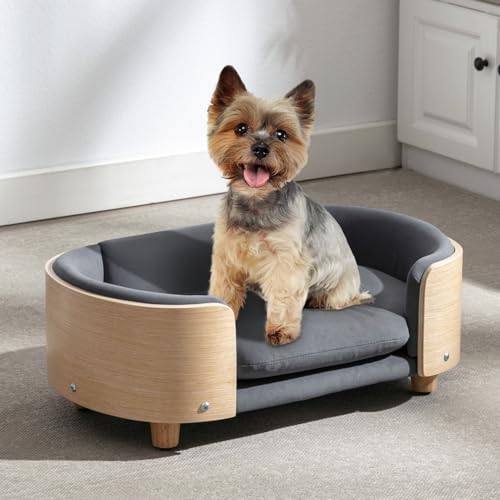 Hundebett für kleine Hunde, einzigartiges Design – Samt-Haustierbett mit Rückprallschaum, abnehmbarer, waschbarer Bezug, kratzfest, wasserdicht, schmutzabweisend, bis zu 100 kg von Tacotimo