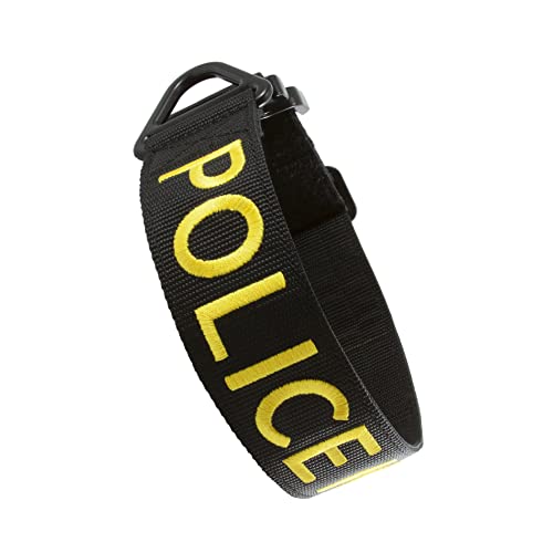 Tacticollar - 4,4 cm Strafverfolgungs- und Militär-K9-Hundehalsband für mittelgroße Hunde, Mil-Spec-Nylon-Halsband, Schnellverschluss-Metallschnalle (Polizei-Schwarz/Gold) von Tacticollar