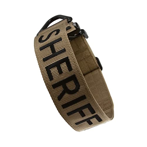 Tacticollar - 4,4 cm Strafverfolgungs- und Militär-K9-Hundehalsband für mittelgroße Hunde, Mil-Spec-Nylon-Halsband, Schnellverschluss-Metallschnalle (Sheriff Coyote Braun/Schwarz) von Tacticollar