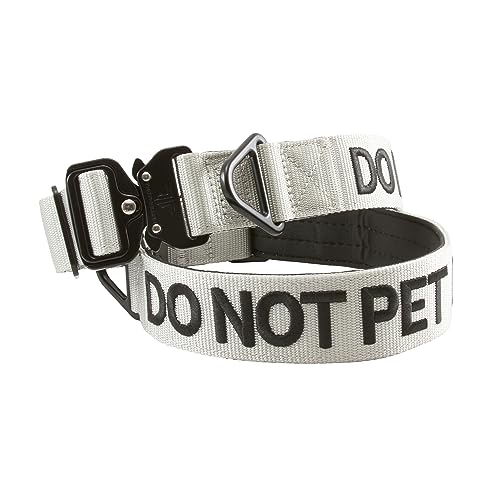 Tacticollar Do Not Pet Hundehalsband, Nylon, 3,8 cm, für mittelgroße und große Hunde, innen mit Neopren gepolstert, kommunizieren Sie Ihre Hunde, um Unfälle zu verhindern (grau, klein) von Tacticollar