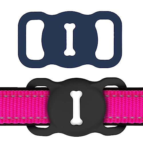 Tadipri Silikon Schutz Hülle,Silikon Schutz Hülle Kompatibel Hundehalsband, Pet Loop Holder Fürairtags, Slide On Sleeve Kompatibel Mit Airtags-Schwarz-Mitternachtsblau von Tadipri