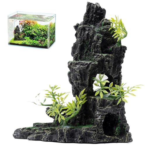 Tadoiooy Aquarium-Felsen, 5,7 x 4,3 x 6,9 Zoll, wasserdichte Aquarium-Ornamente aus Kunstharz, lebensechte Felsenberge für Aquarien, Wiederverwendbare Aquarium-Dekoration, Stil 2 von Tadoiooy