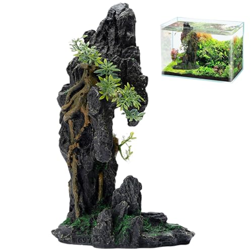 Tadoiooy Aquarium-Felsen, 6,9 x 3,9 x 13,4 Zoll, wasserdichte Aquarium-Ornamente aus Kunstharz, lebensechte Felsenberge für Aquarien, Wiederverwendbare Aquarium-Dekoration, Stil 1 von Tadoiooy