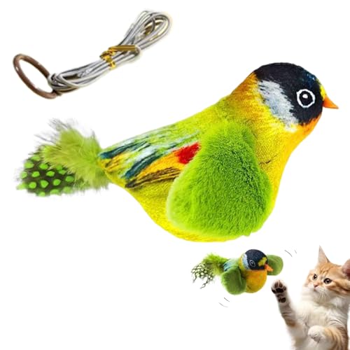 Tadoiooy Flapping Bird Cat Toy mit Katzenminze realistisches Chirping Vogelkatze Spielzeug für gelangweilte Innenkatzen, das interaktives Katzenspielzeug für Katzenkicker Katzenminzen Spielzeug tobt von Tadoiooy