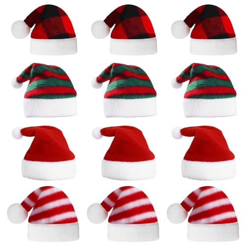 Tadoiooy Hundehüte, Hund Santa Hut 12pcs weiche Plüsch Gnom Hüte für bastelbastbare süße Hundeshinghut gemischte Muster Mini Santa Hüte für Welpen Kätzchen kleine Katzen Hunde Hunde von Tadoiooy