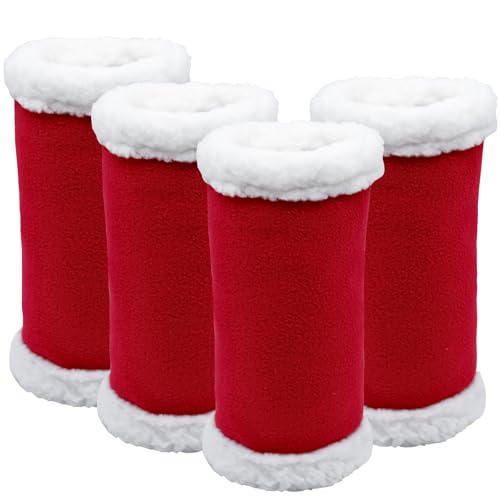 Pferdebeinbandagen für Weihnachten, warmes Kunstfell, Polyester, Pferdezaumzeug, stehend, Weihnachtsmann für Pferdebein, für Urlaub, Weihnachten, Pferde-Kostüm, Zubehör (rot und weiß) von Taefaba