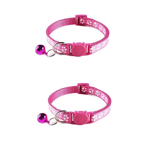 Tafeiya Katzen Katzenhalsband, Sicherheitshalsband mit Schnellverschluss-Schnalle und Glocke, verstellbar, niedliches Kätzchenhalsband, geeignet für alle Hauskatzen (Rosa/Rosa) von Tafeiya