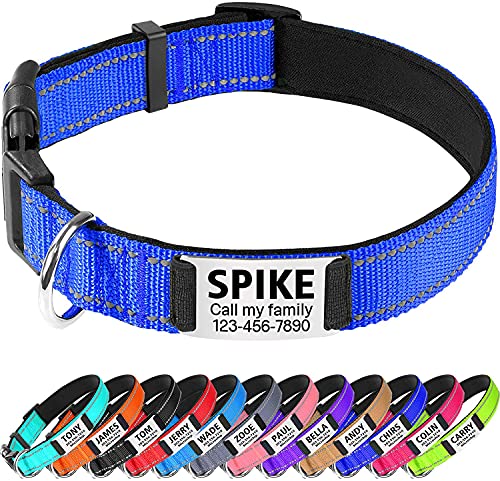 TagME Hundehalsband personalisiert, Reflektierendes gepolstertes Nylon Hundehalsband für kleine Hunde mit Namen und Telefonnummer von TagME