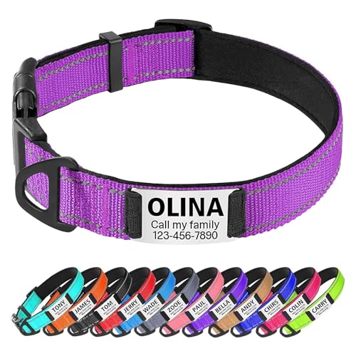 TagME Hundehalsband Welpen Hunde,Reflektieren Hunde Halsband mit Name und Telefonnummer,Lila XS von TagME