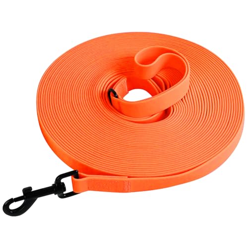 Tagfur Schleppleine für Hunde, Schleppleine 5m/10m/15m/20m mit Handgriff und D-Ring, Wasserdicht und Leicht zu Reinigen Hundeleine Trainingsleine für Kleine Mittlere Große Hunde, (Orange, 10m) von Tagfur