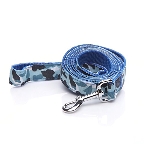 Strapazierfähige Hundeleine, 1,2 m lang, 2,5 cm breit, Nylon, Camouflage-Hundeleine für kleine und mittelgroße Hunde, Blau von Taida