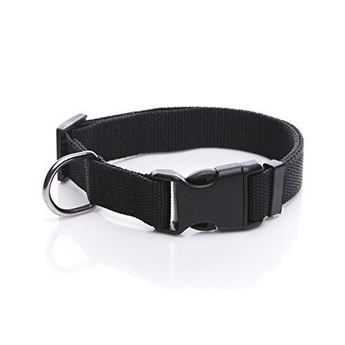 Verstellbares Nylon-Hundehalsband, langlebig, 2,5 cm, 1,9 cm, 1,6 cm breit, für große, mittelgroße und kleine Hunde (1,6 cm, schwarz) von Taida