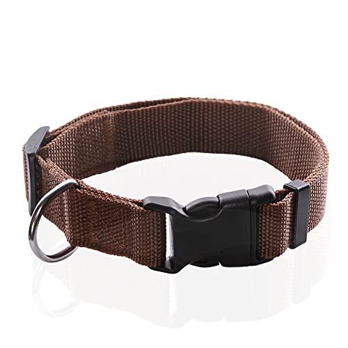 Verstellbares Nylon-Hundehalsband, langlebiges Haustierhalsband, 2,5 cm, 1,9 cm, 1,6 cm breit, für große, mittelgroße und kleine Hunde, Größe L (2,5 x 40,6–58,4 cm), Braun) von Taida