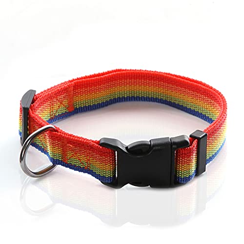 Verstellbares Nylon-Hundehalsband, langlebiges Haustierhalsband, 2,5 cm, 1,9 cm, 1,6 cm breit, für große, mittelgroße und kleine Hunde (Größe S (1,6 x 27,9–40,6 cm), Regenbogen) von Taida