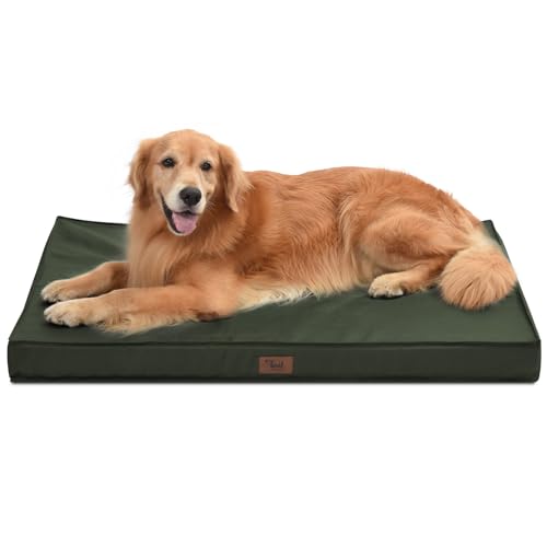 Tail Stories Outdoor Allwetter Hundebett Wasserdichtes Hundebett für große Hunde Orthopädisches Eierschaum Haustierbett mit waschbarem und abnehmbarem Oxford-Kühlbezug von Tail Stories