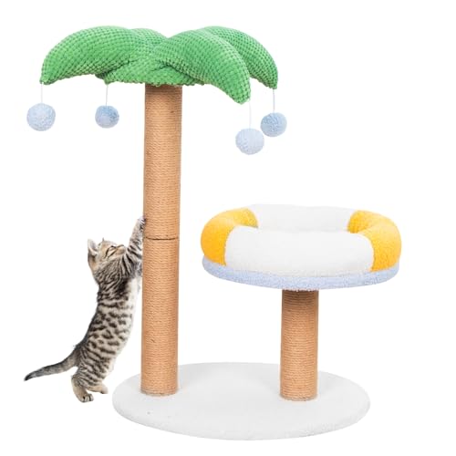 Katzenkratzbaum Katzenbaum Kätzchen Spielzeug Kätzchen Kratzbaum Sisal Kratzbäume mit Katzenbett und 4 hängenden Bällen 68,6 cm hoch für Kätzchen oder kleinere Katzen von TailoWag