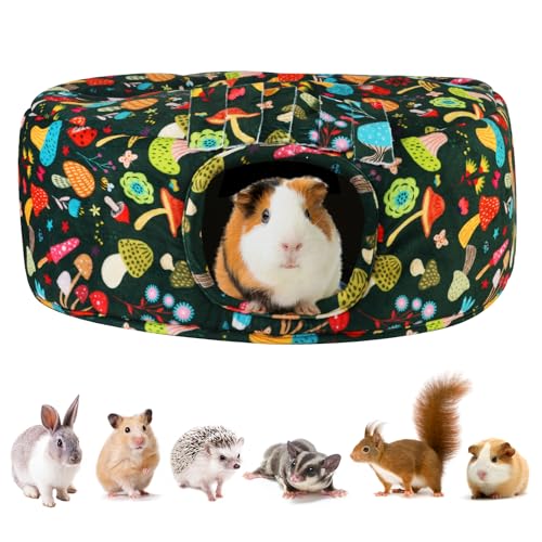 Meerschweinchen-Versteck und Tunnel, Meerschweinchen-Spielzeug, gemütliches Meerschweinchenhaus mit Türvorhang, weiches Meerschweinchenbett für kleine Haustiere, Hamster, Zuckergleiter, Chinchilla, von TailoWag