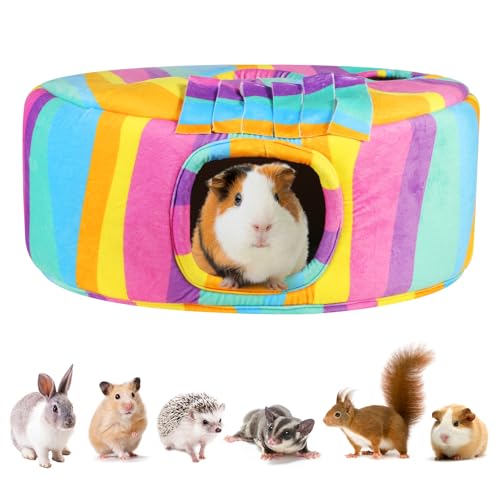 Meerschweinchen-Versteck und Tunnel, Meerschweinchen-Spielzeug, gemütliches Meerschweinchenhaus mit Türvorhang, weiches Meerschweinchenbett für kleine Haustiere, Hamster, Zuckergleiter, Chinchilla, von TailoWag