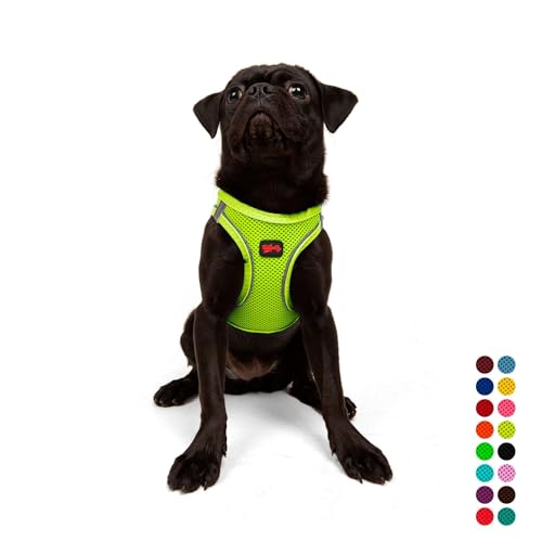 Tailpetz Air Mesh Step In Vest Hundegeschirr für Mittlere und Kleine Hunde, Neon Limette M von Tailpetz