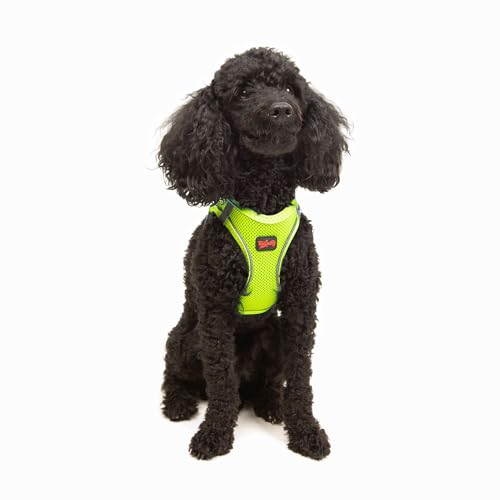 Tailpetz Air Mesh Step In Vest Hundegeschirr für Mittlere und Kleine Hunde, Neon Limette XS von Tailpetz