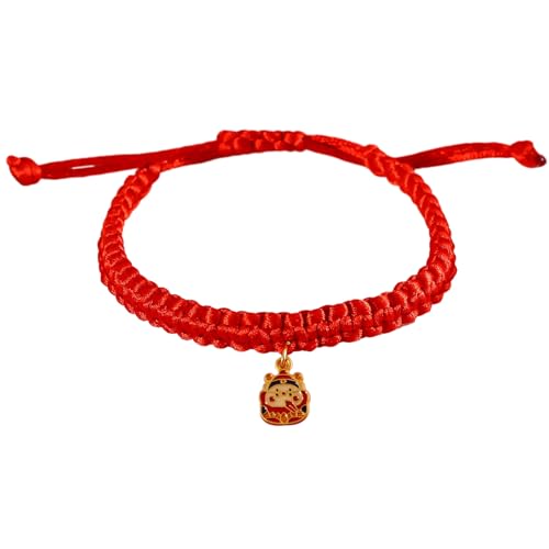 Pet Red Rope Collar with Cartoon Chinese Style Dragon Pendant Good Luck Non-fading Adjustable Length Dog Necklace von Tainrunse