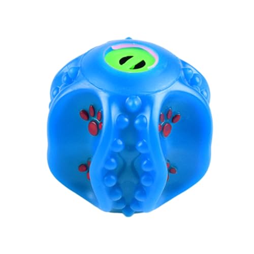 Tainrunse Bissfester Haustierspielzeug-Ball, Vinylmaterial, interaktiv, auslaufsicher, langlebig, mit eingebautem Soundgenerator, ansprechende Puzzle-Zähne für Blau von Tainrunse