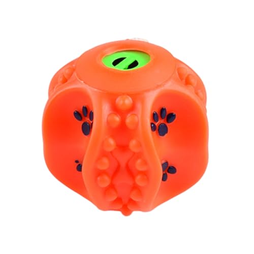 Tainrunse Bissfester Haustierspielzeug-Ball, Vinylmaterial, interaktiv, auslaufsicher, langlebig, mit eingebautem Soundgenerator, ansprechende Puzzle-Zähne für Orange von Tainrunse