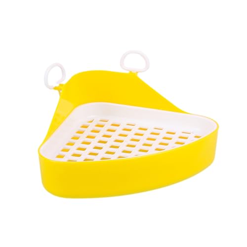 Tainrunse Buckle Design Pet Toilet Hollowed Out Pet Toilet Small Pet Toilet Detachable Triangle Hollow Rabbit Litter Box for Frettchen Hamsters Cats Guinea Pigs Yellow von Tainrunse