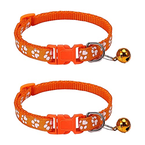 Tainrunse Haustier-Halsband, Pfotenmuster, für Haustiere, Katzen, Hunde, helle Farbe, verschleißfest, Orange von Tainrunse