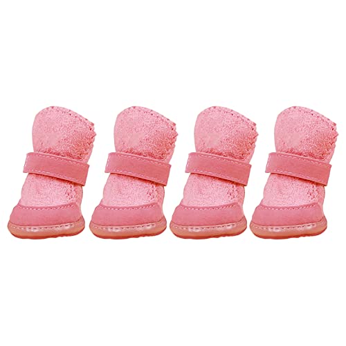 Tainrunse Haustierstiefel Baumwolle Regen Schnee Cartoon Haustier Welpen Schuhe Kältebeständig Atmungsaktiv Rosa L von Tainrunse