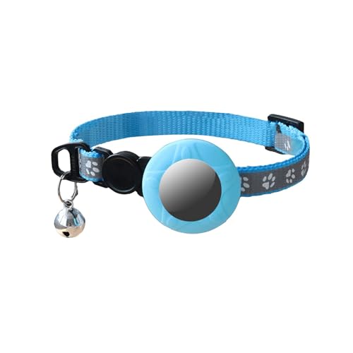 Tainrunse Hundehalsband, verstellbar, reflektierend, für Sicherheit, reflektierendes Haustierhalsband mit Glockenschnalle, langlebiger, verstellbarer Gurt für Airtag, Blau 1 von Tainrunse