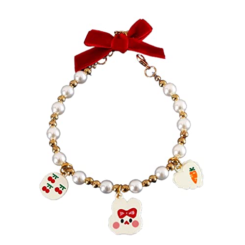 Tainrunse Pet Jewelry Halskette mit Perlenimitat, Rot, Größe XS von Tainrunse