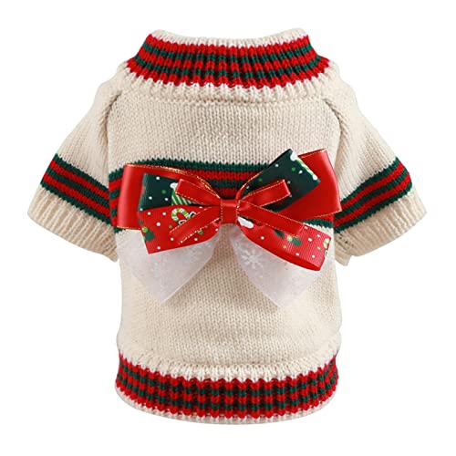 Tainrunse Pet Sweater Dress Up Lightweight Pretty Christmas Elements Hundepullover Beige L von Tainrunse