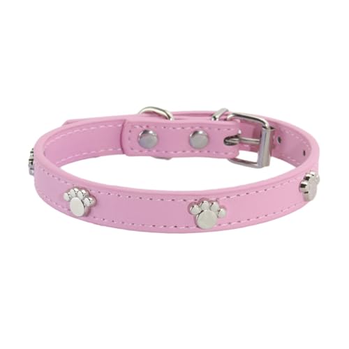 Tainrunse Verschleißfestes Hundehalsband, leichtes Haustierhalsband, Haustierhalsband, verstellbare Größe, Metallschnalle, Hunde-Fußabdruck, Dekoration, Haustierbedarf, Rosa, S von Tainrunse