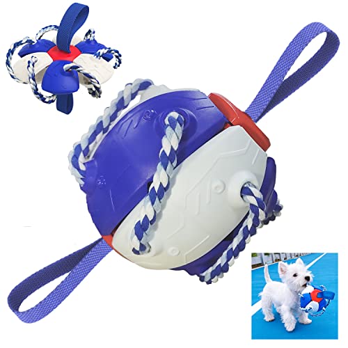 Hundespielzeug Ball Faltbar, Hundeball mit Greif-Laschen für Interaktives Spielen, Dog Toys Unzerstörbar, Zerrspielzeug, Wurfspielzeug Hund Schwimmend, Geeignet für Drinnen und Draußen (Blau und weiß) von Taipintee