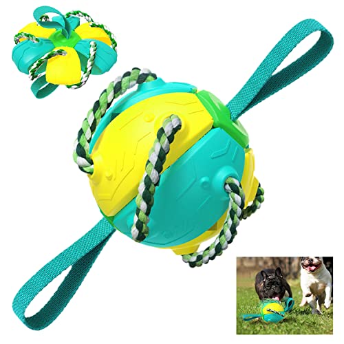 Hundespielzeug Ball Faltbar, Hundeball mit Greif-Laschen für Interaktives Spielen, Dog Toys Unzerstörbar, Zerrspielzeug, Wurfspielzeug Hund Schwimmend, Geeignet für Drinnen und Draußen (Gelb und blau) von Taipintee