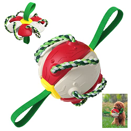 Hundespielzeug Ball Faltbar, Hundeball mit Greif-Laschen für Interaktives Spielen, Dog Toys Unzerstörbar, Zerrspielzeug, Wurfspielzeug Hund Schwimmend, Geeignet für Drinnen und Draußen (Rot und Weiß) von Taipintee