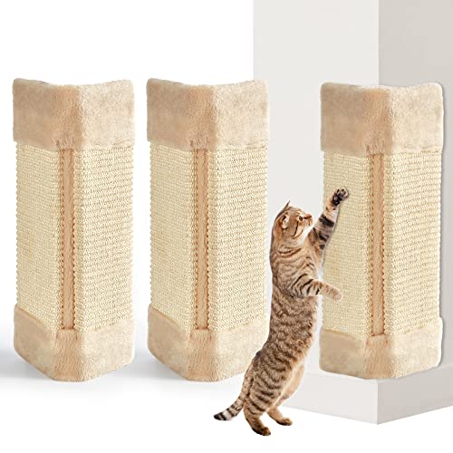 3 Stück Eck-Kratzpolster für Haustiere, Eck-Wand, Katzenkratzer zum Aufhängen, Sisal, Katzenkratzer, vertikal, kratzfest, Katzen-Wandschutz mit Wandbefestigungen für Tür, Couch, 40,6 x 22,9 cm von Taiyin
