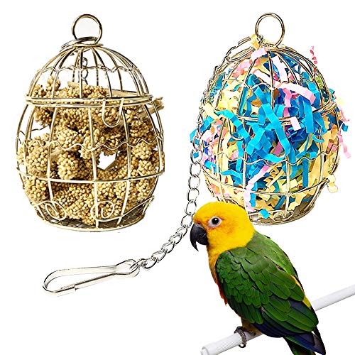 Takezuaa Vogel Papagei Feeder Käfig Obst Gemüse Halter Käfig hängenden Korb Container Futterspielzeug Vogelfutter Halter Vogelkäfig Zubehör 7.5x17cm von Takezuaa