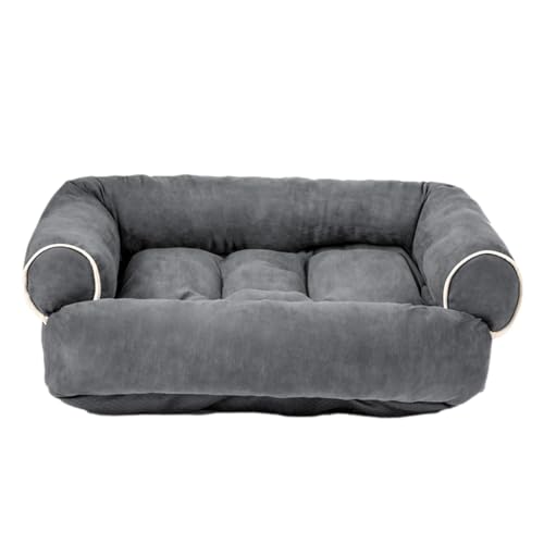 Hundebett, waschbar, aus Kunstleder – Schlafsofa für Hunde, orthopädisch, waschbar, rutschfest | Haustiersofa, Schlafbett, Kissen für Haustiere | Schlafsofa, grau von Takluu