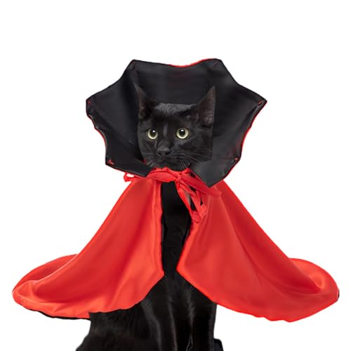 Takluu Katzen-Vampir-Umhang, Vampir-Katzenkostüm - Halloween-Katzenkostüm - Hunde-Halloween-Umhang, Hundemantel für kleine, mittelgroße und große Hunde, Maskerade von Takluu