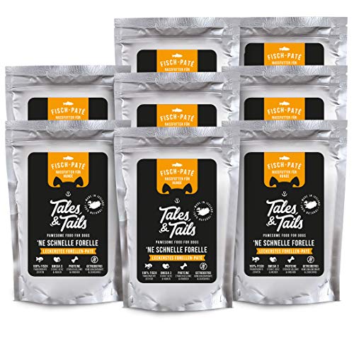 Tales & Tails® - Nassfutter für Hunde aus 100% isländischer Forelle | Getreidefreies Hundefutter, Natürlich, Nährstoffreich, Zuckerfrei | Hundenassfutter „’Ne schnelle Forelle“ | 8X 100g von Tales & Tails PAWESOME FOOD FOR PETS