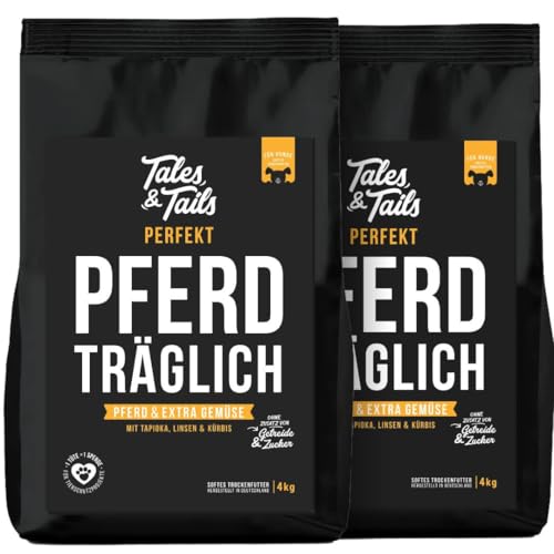 Tales & Tails Halbfeuchtes Trockenfutter für Hunde | Getreidefrei | Eine Tierische Proteinquelle | Hohe Akzeptanz & Verträglichkeit (4 kg (2er Pack), Pferd) von Tales & Tails PAWESOME FOOD FOR PETS