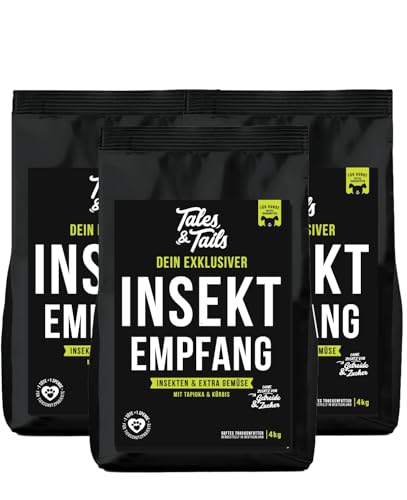 Tales & Tails InSektempfang Halbfeuchtes Trockenfutter für Hunde | Getreidefrei | Mit Insekten als tierische Proteinquelle | Nur 8 Zutaten | Hohe Verträglichkeit | 3X 4kg von Tales & Tails PAWESOME FOOD FOR PETS