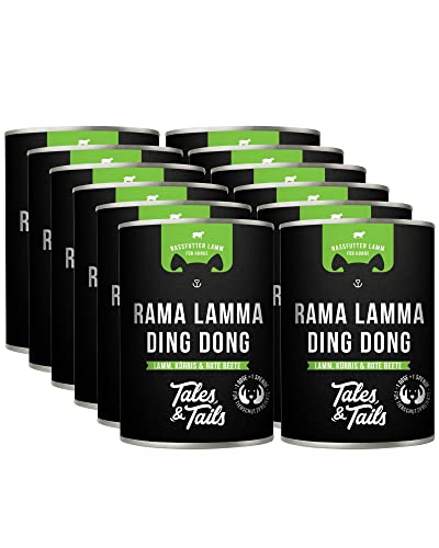 Tales & Tails Rama LAMMa Ding Dong Nassfutter für Hunde | Mit 75% Lamm als tierische Proteinquelle | Monoprotein | Nur 6 Zutaten | Hohe Akzeptanz & Verträglichkeit | 12x 400g von Tales & Tails PAWESOME FOOD FOR PETS